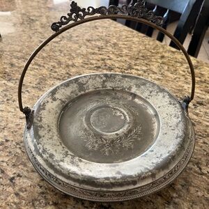 Vintage Silver Plated Serving Tray with Handle